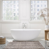 Giotto Flatbottom Freestanding Solid Surface Soaking Bathtub, Matte White, 67inch