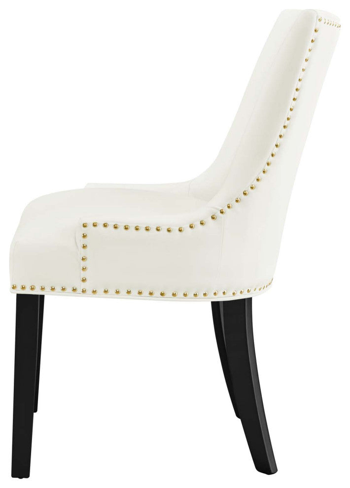 Dining Chair, Nailhead, Set of 2, White, Velvet, Modern, Bistro Hospitality