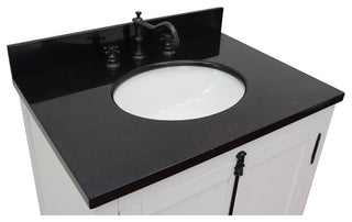 30" Single Vanity, Glacier Ash, Black Galaxy Top, Oval Sink