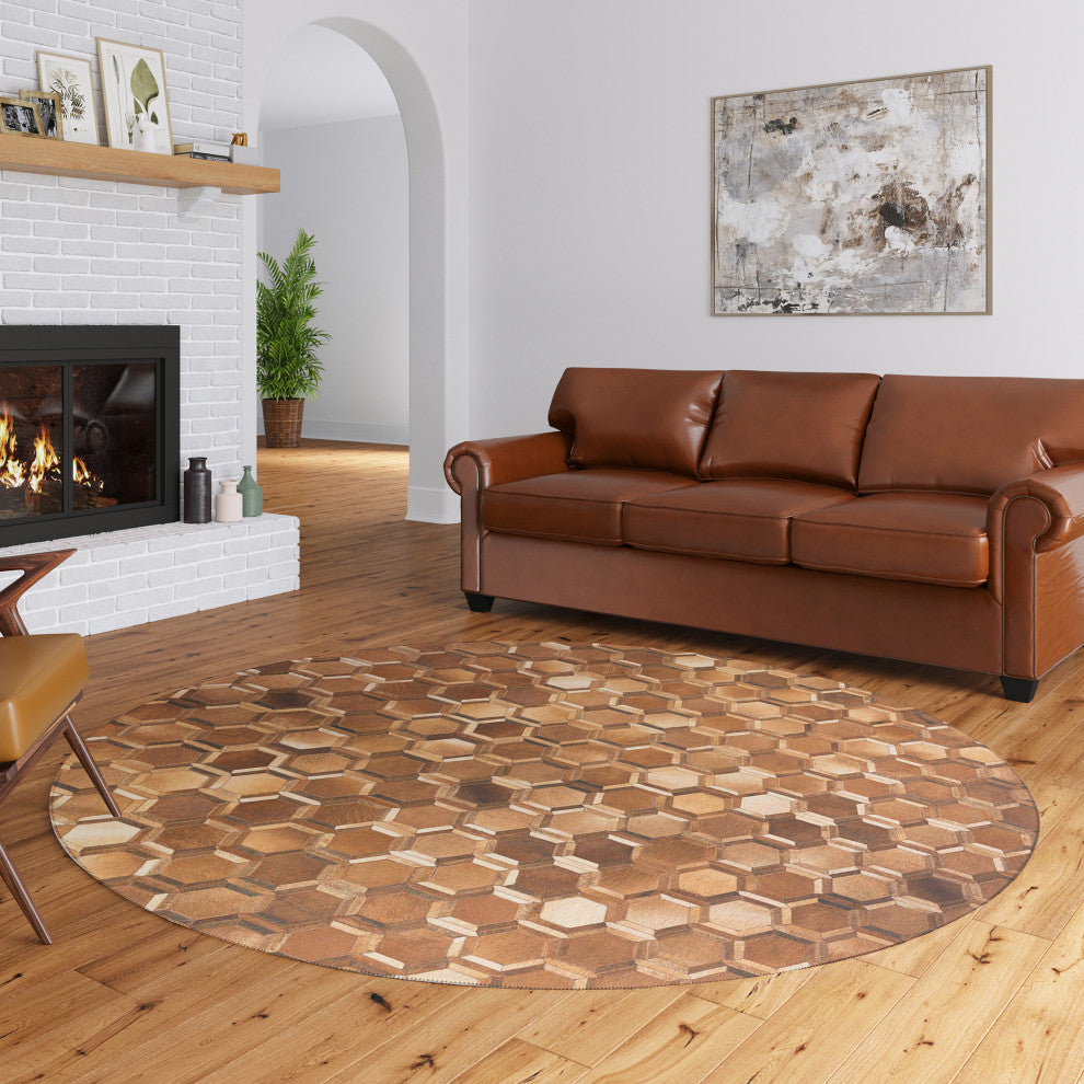 Indoor/Outdoor Stetson SS1 Bison Machine Washable 6' x 6' Round Rug
