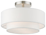 Livex Lighting 47151 Meridian 2 Light 12"W Flush Mount Drum - Brushed Nickel