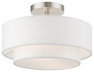 Livex Lighting 47151 Meridian 2 Light 12"W Flush Mount Drum - Brushed Nickel