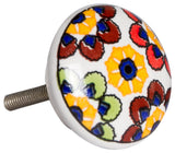 Knob-It Vintage Handpainted Ceramic Knobs, Set of 12, Yellow/Blue/Red