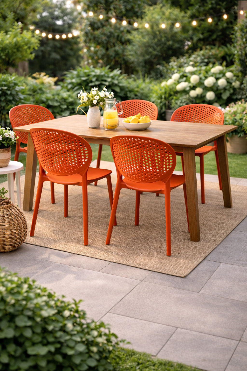 Stackable Plastic Armless Side Dining Chairs Fully Assembled Set of 2, Dark Orange