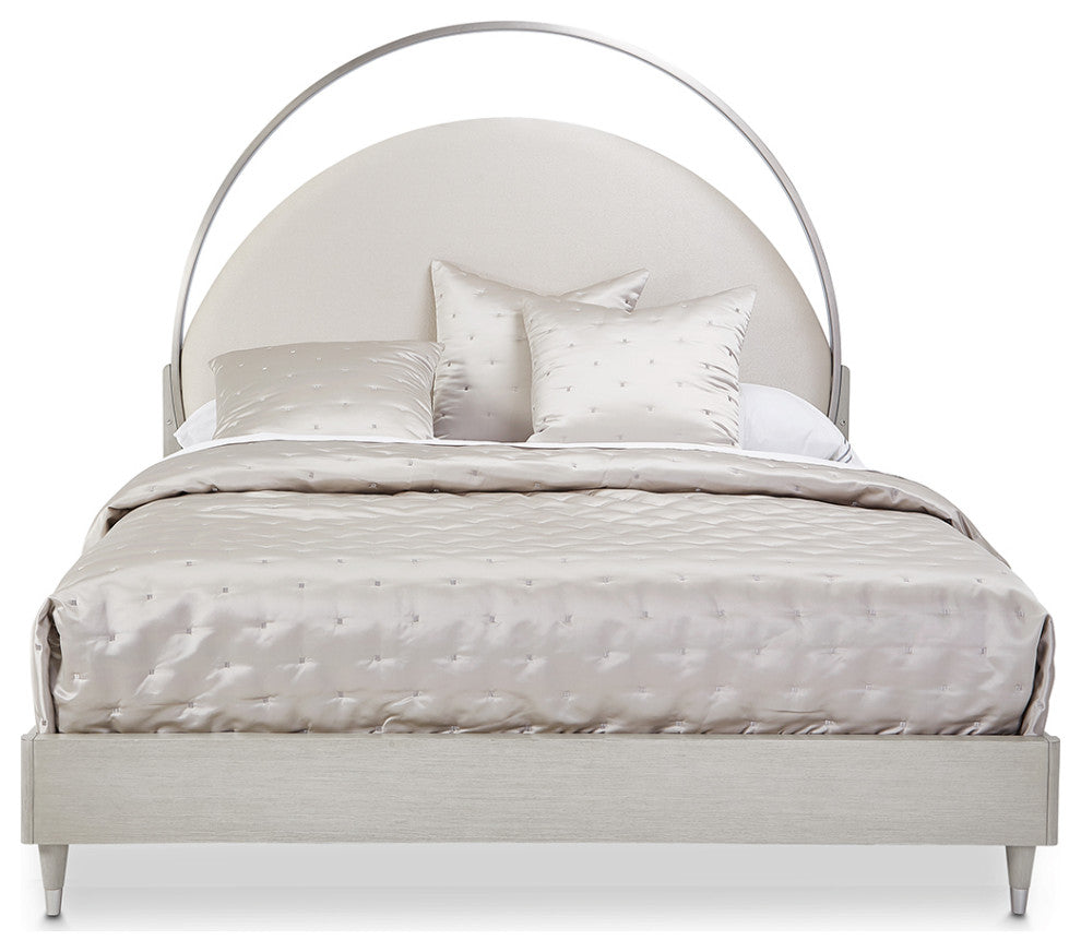 Eclipse Eastern King Upholstered Bed with LED Lights - Moonlight Gray