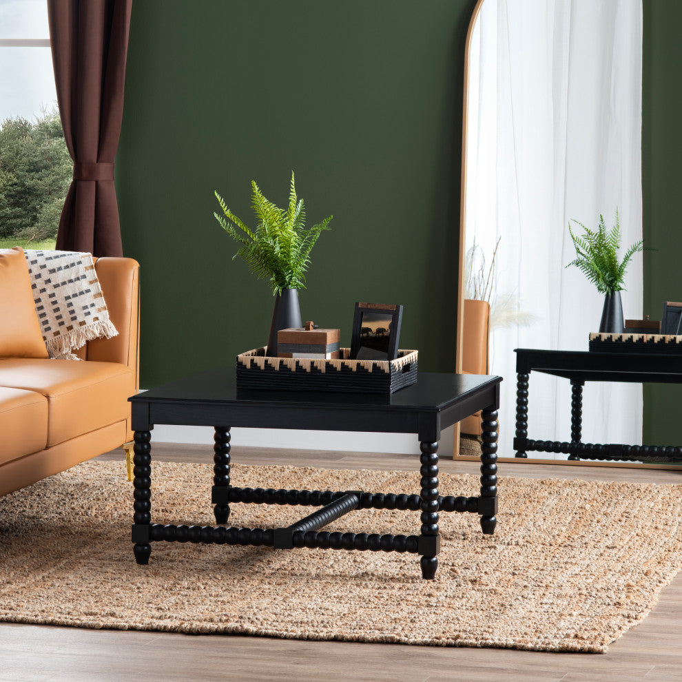 Square Mindi Wood Black Cocktail Coffee Table