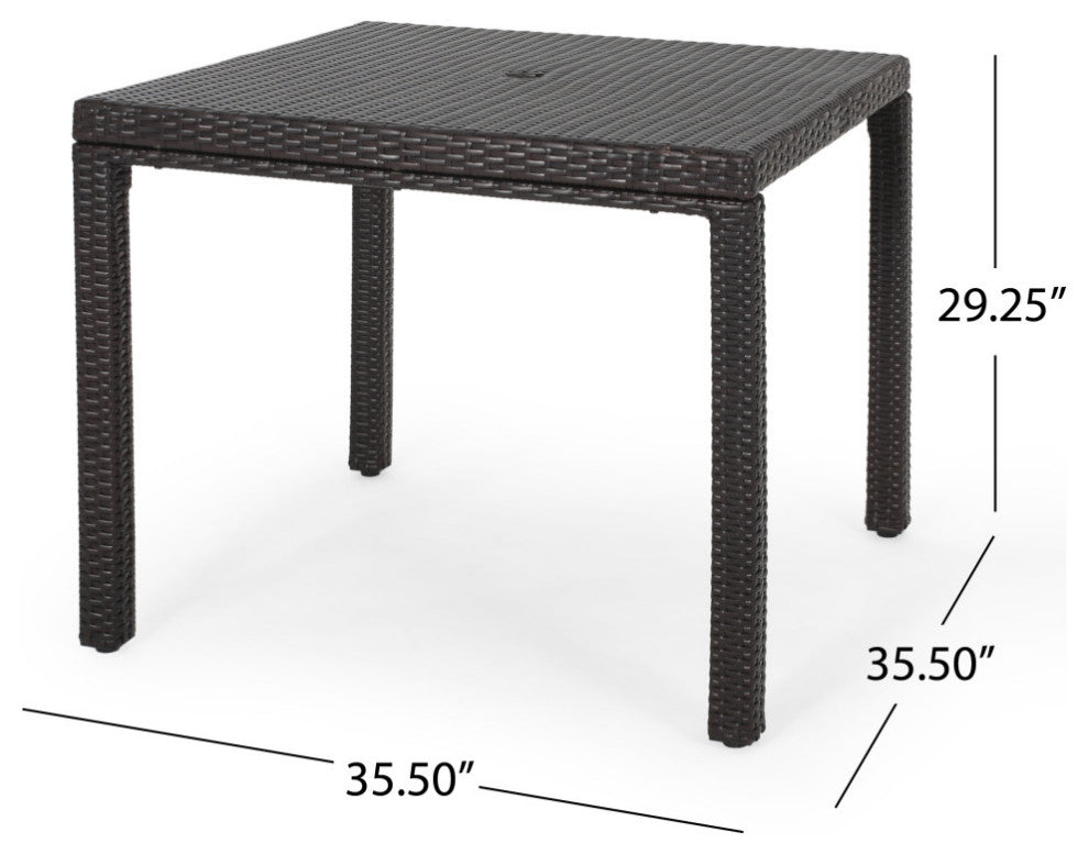 GDF Studio 5-Piece Edene Outdoor Multibrown Wicker Rectangular Dining Set