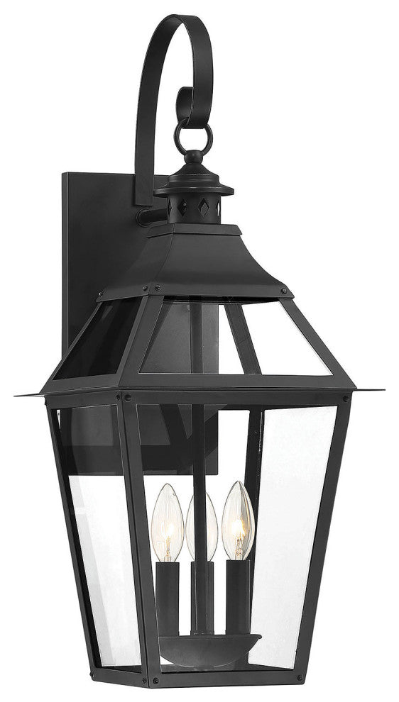 Jackson Black With Gold Highlighted 3-Light Outdoor Sconce, 11x26