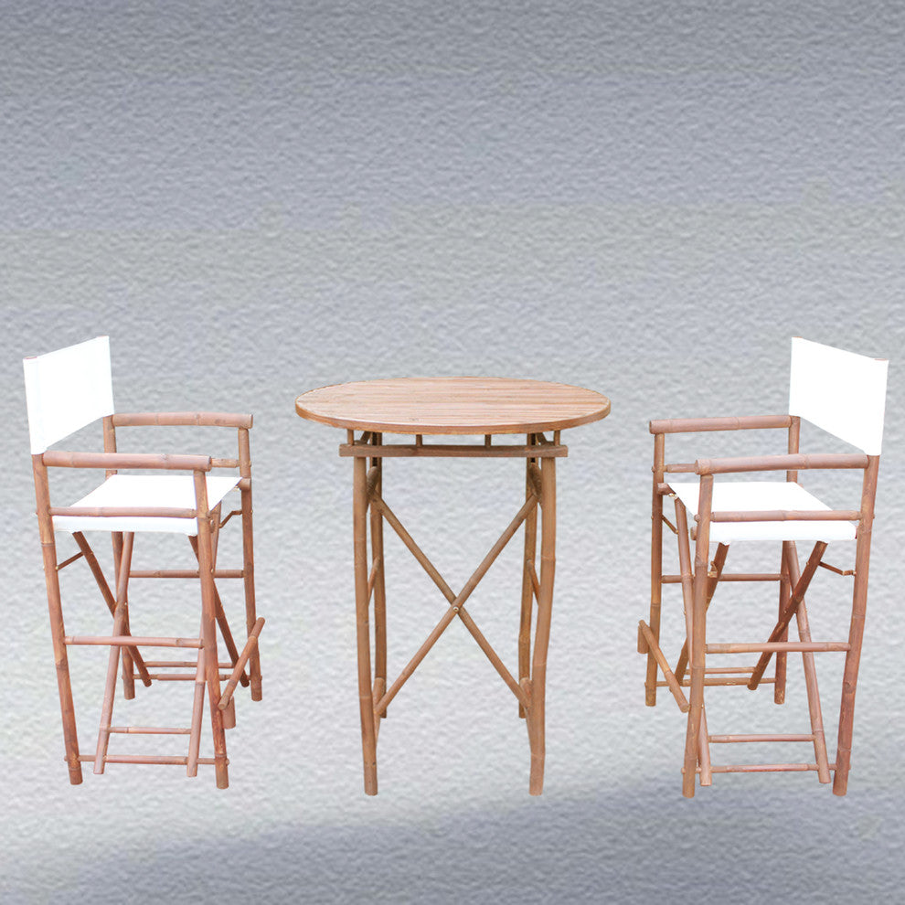 Director High Round 3-Piece Table Set, White