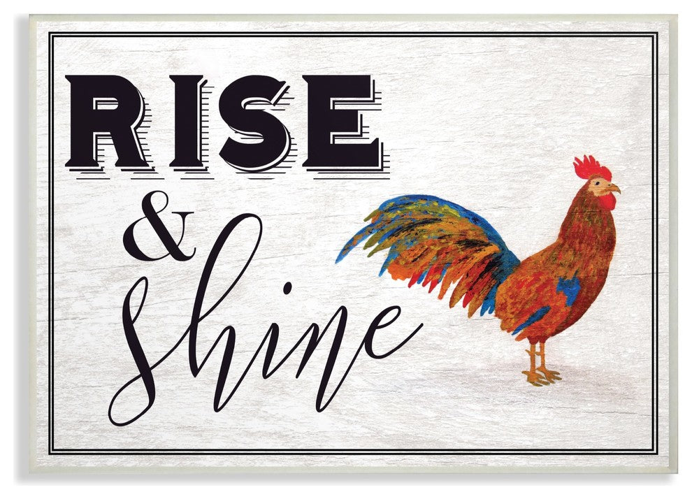 Stupell Ind. Rise And Shine Rooster White Wall Plaque Art, 10x15