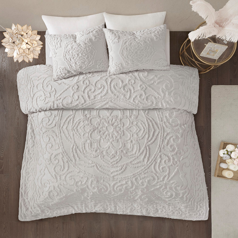 Madison Park Laetitia 3-Piece Tufted Cotton Chenille Medallion Comforter Set