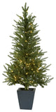 4 5' Christmas Tree With Clear Lights and Decorative Planter