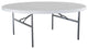 Folding Table, Sturdy Metal Legs & Round Plastic Top With White Granite Finish