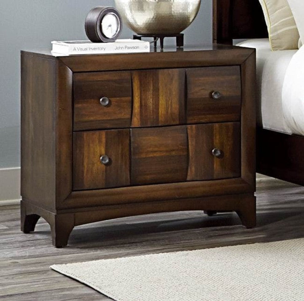 Wooden Night Stand In Walnut Brown