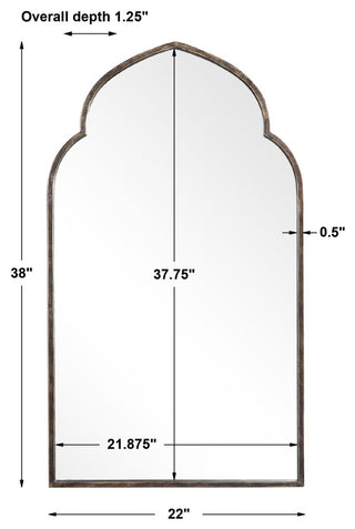 38" Transitional Bronze Arched Mirror