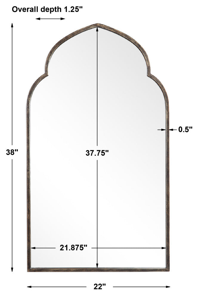 38" Transitional Bronze Arched Mirror