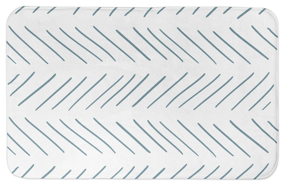 Blue Modern Chevron 34x21 Bath Mat