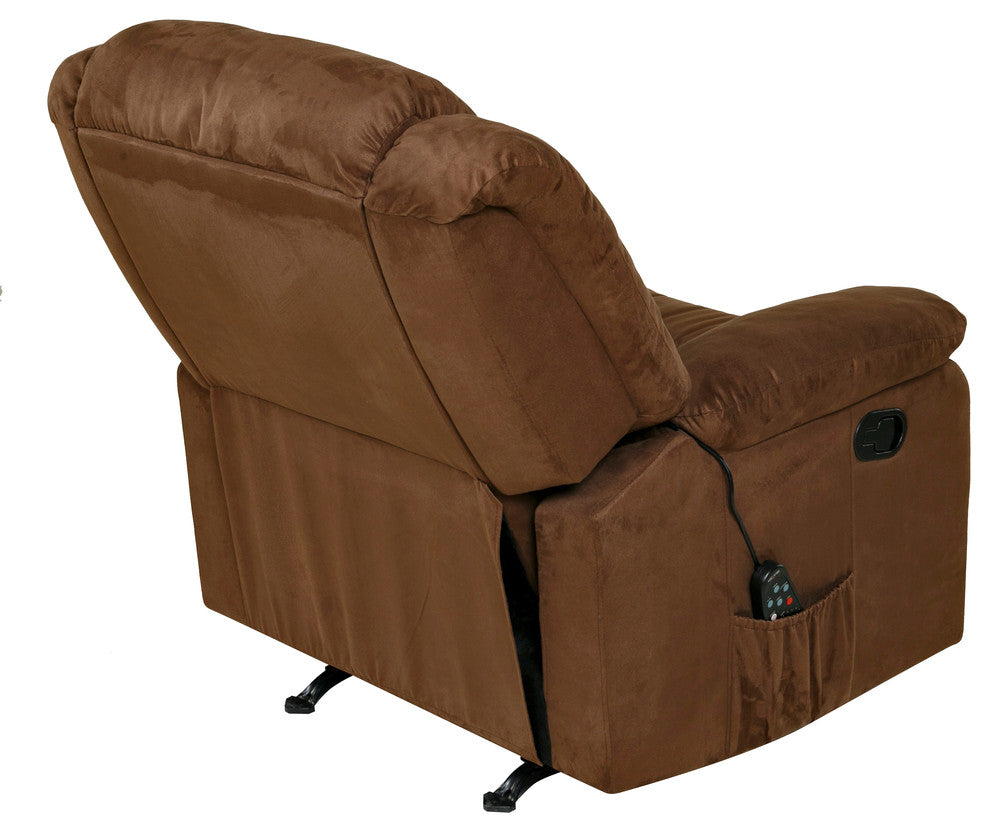 Relaxzen Rocker Recliner With Massage, Heat and Dual USB, Brown