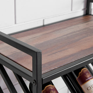 Industrial Wall Mount Metal Wine Rack With Shelf and Stemware Rack