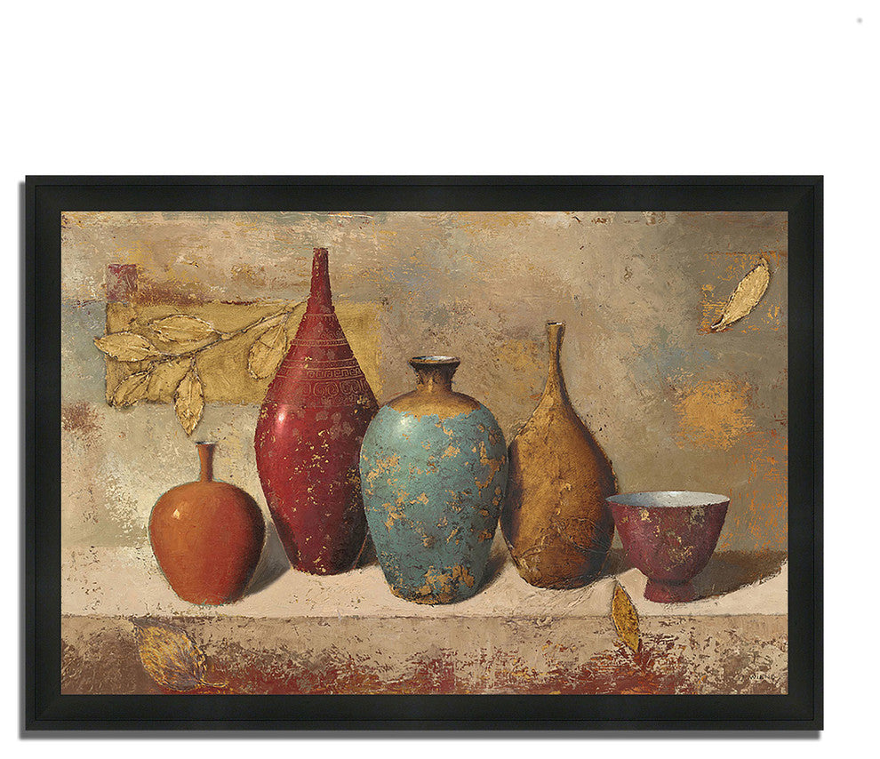 "Leaves And Vessels" By James Wiens, Framed Painting Print, Ready To Hang