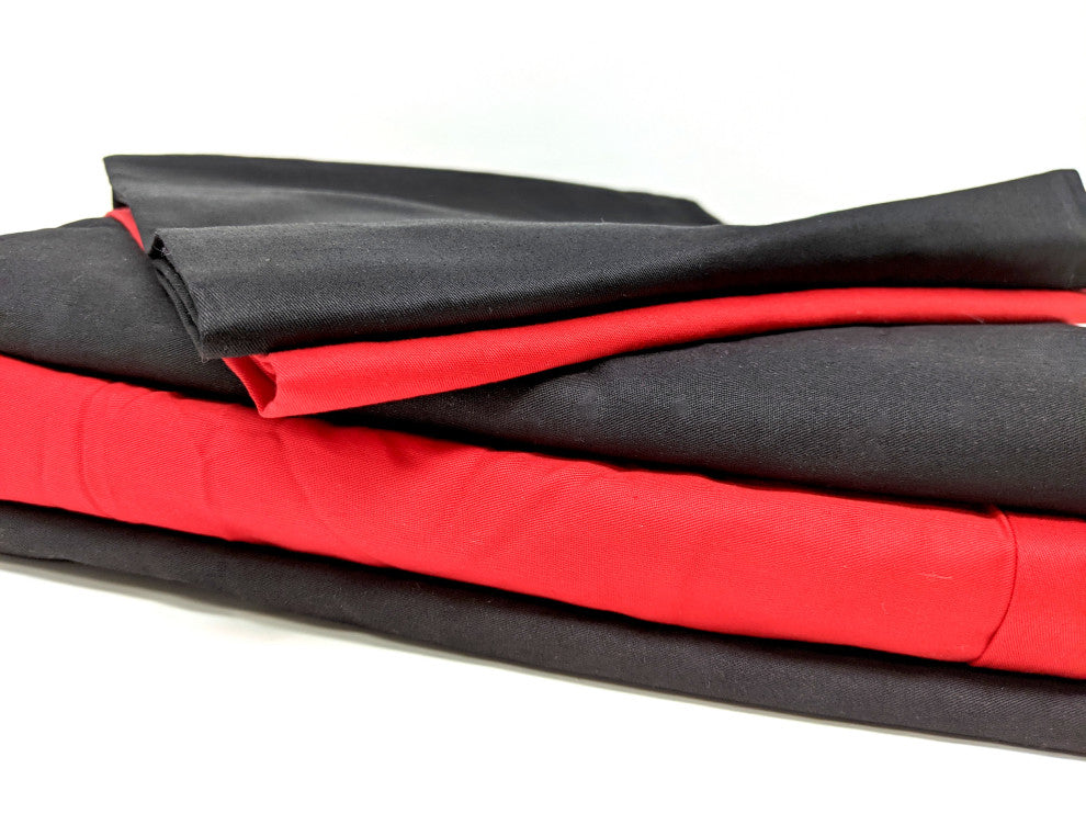 Tache Bed Sheet Set, 4-Piece, Vibrant Red and Black, King