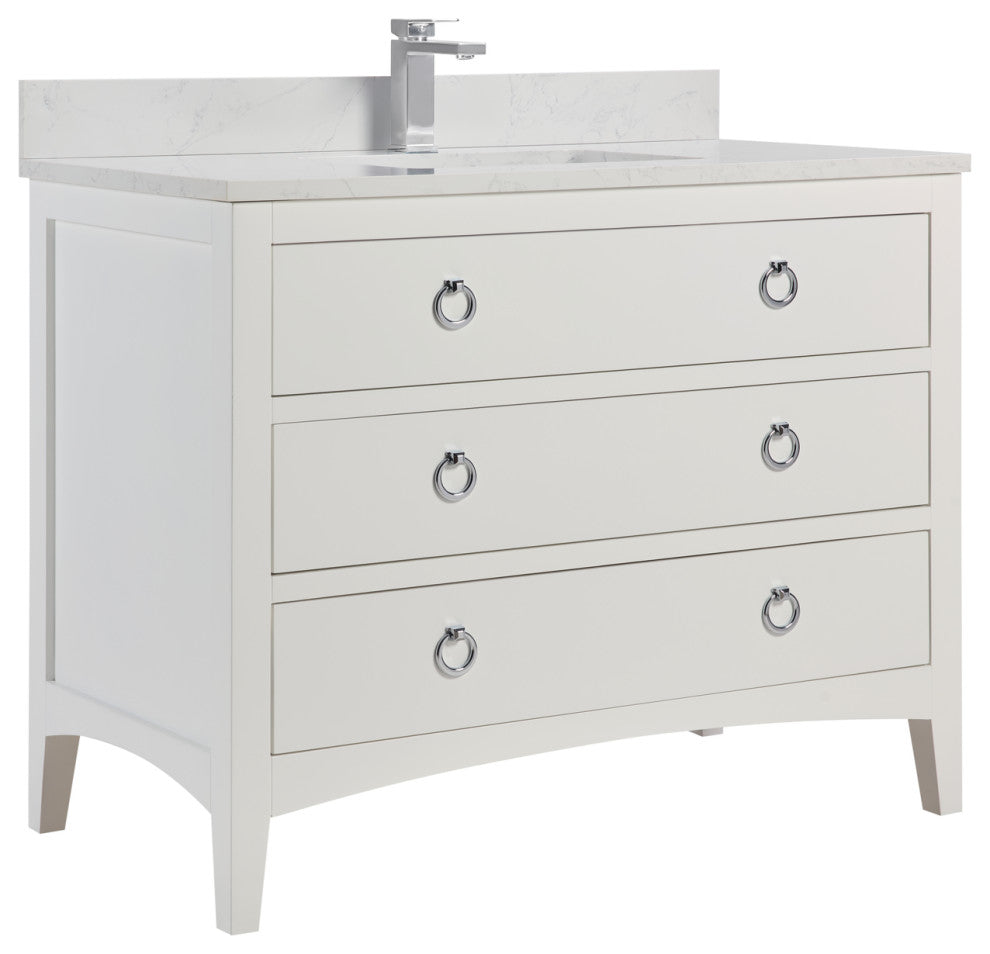 Legion Furniture WS2518 Series Bathroom Sink Vanity, White, 42", Artificial Stone Top, Single Sink
