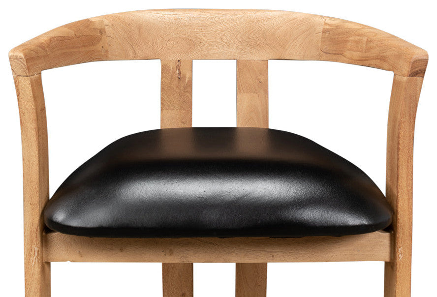 Rift Dining Chairs Set of 2 Black Leather Seat Curved Back