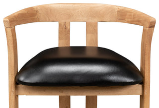 Rift Dining Chairs Set of 2 Black Leather Seat Curved Back