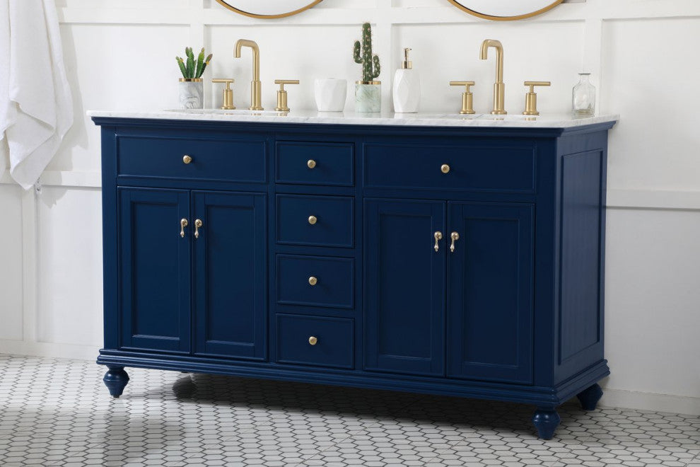 Elegant VF12360DBL 60"Double Bathroom Vanity, Blue