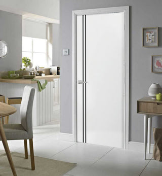 Solid French Door 18 x 80 | Planum 0016 White Silk with| Bathroom
