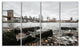 Brooklyn Bridge with Rocks on Shore, Cityscape Canvas Print, 48"x28", 4 Panels