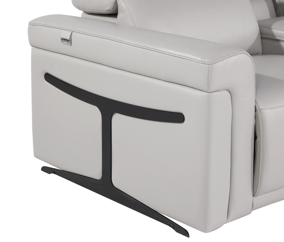 GIOVANNI 8-Piece, 4-Power Reclining Italian Leather Sectional, Light Gray