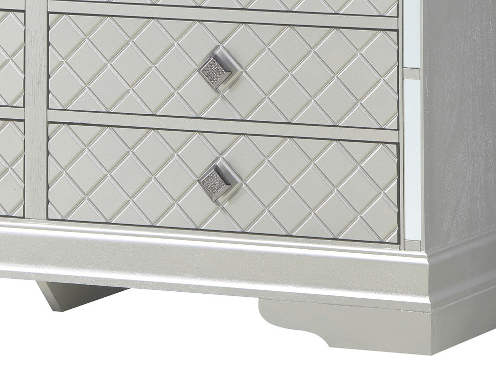 Verona 6-Drawer Dresser, Silver Champagne