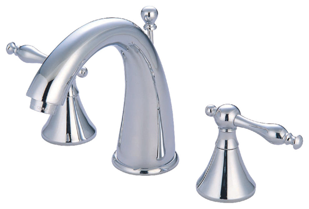 Kingston Brass Widespread Bathroom Faucet With Brass Pop-Up, Polished Chrome