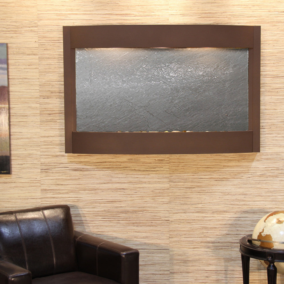 Calming Waters Wall Water Fountain, Black Featherstone, Woodland Brown