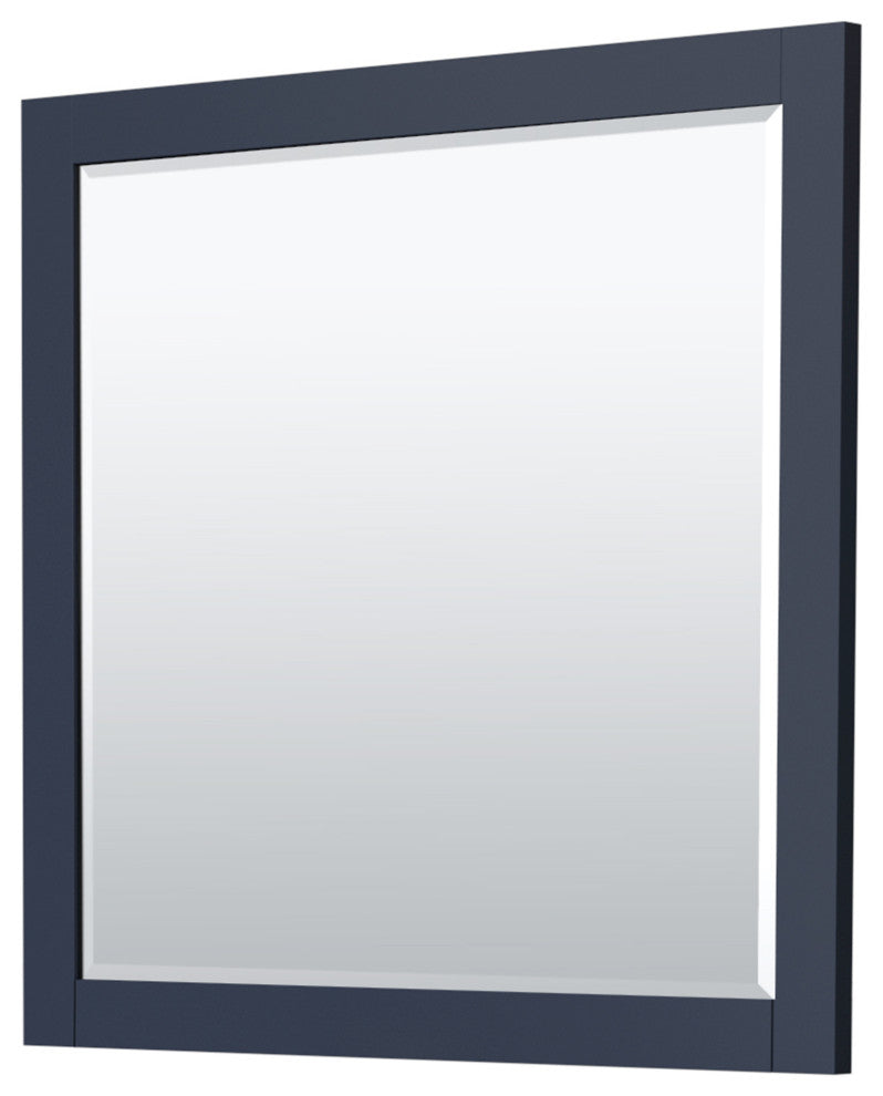 36" Single Bathroom Vanity, Dark Blue, No Countertop, Black Trim, 34" Mirror