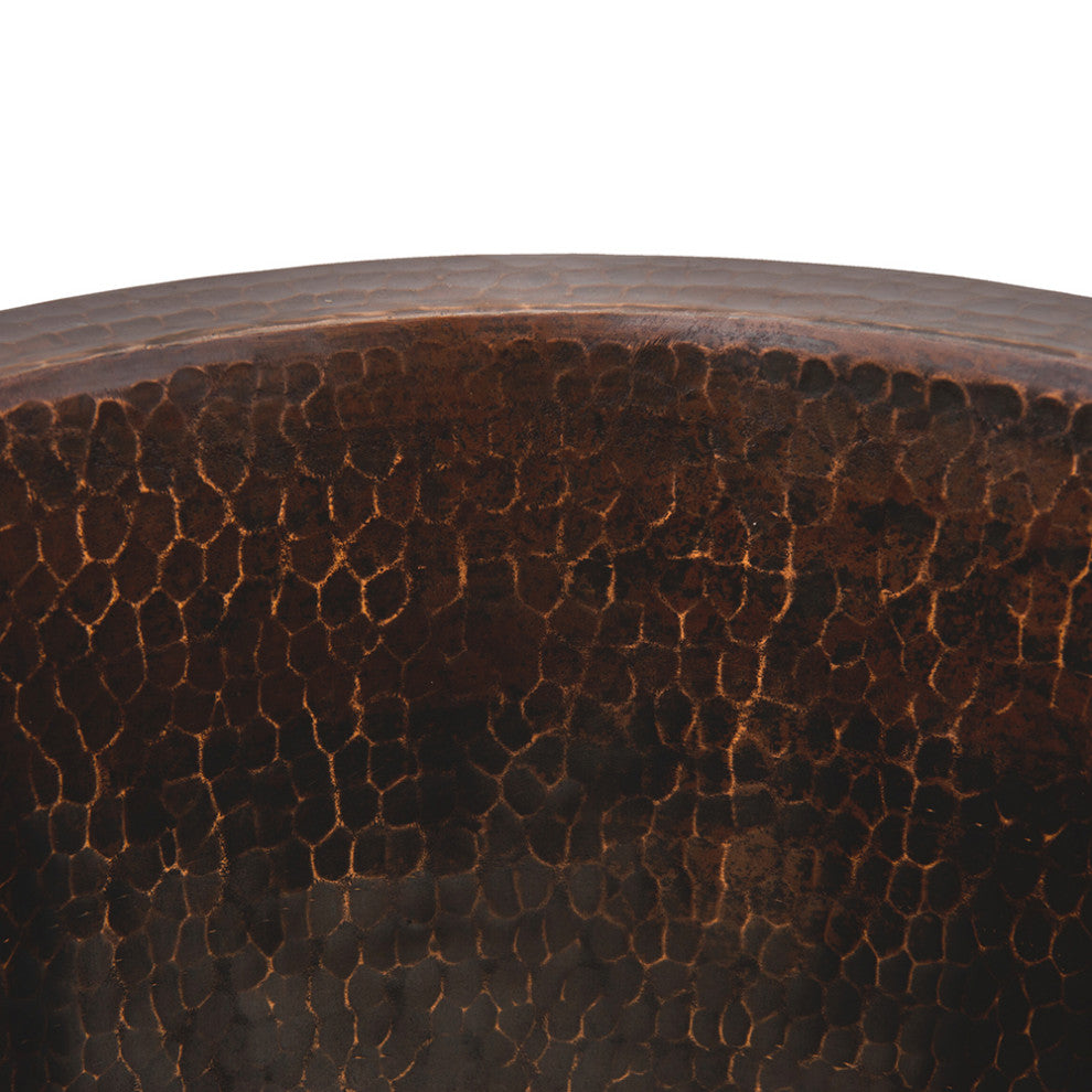 Premier Copper BR12WDB 12 Inch Round Hammered Copper Champagne Bar/Prep Sink