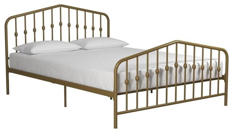 Novogratz Bushwick Full Adjustable Metal Bed in Gold