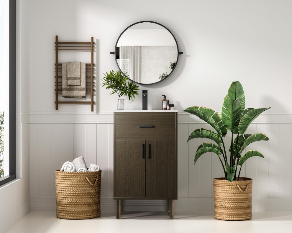 Home Living 20" Single Bathroom Vanity, Mocha Brown