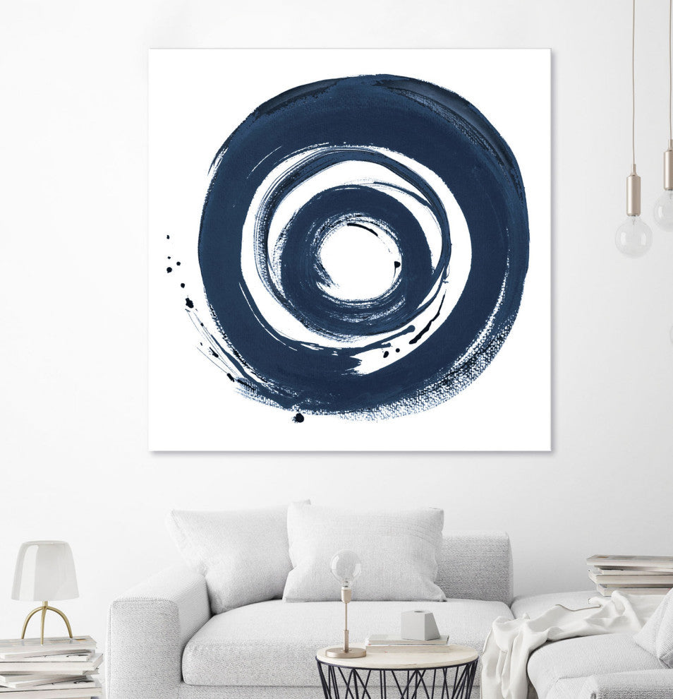 African Navy Circle Abstract - 84 x 84 by Patricia Pinto