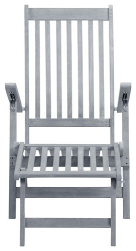 vidaXL Deckchair Lounge Chair with Footrest and Cushion Solid Acacia Wood