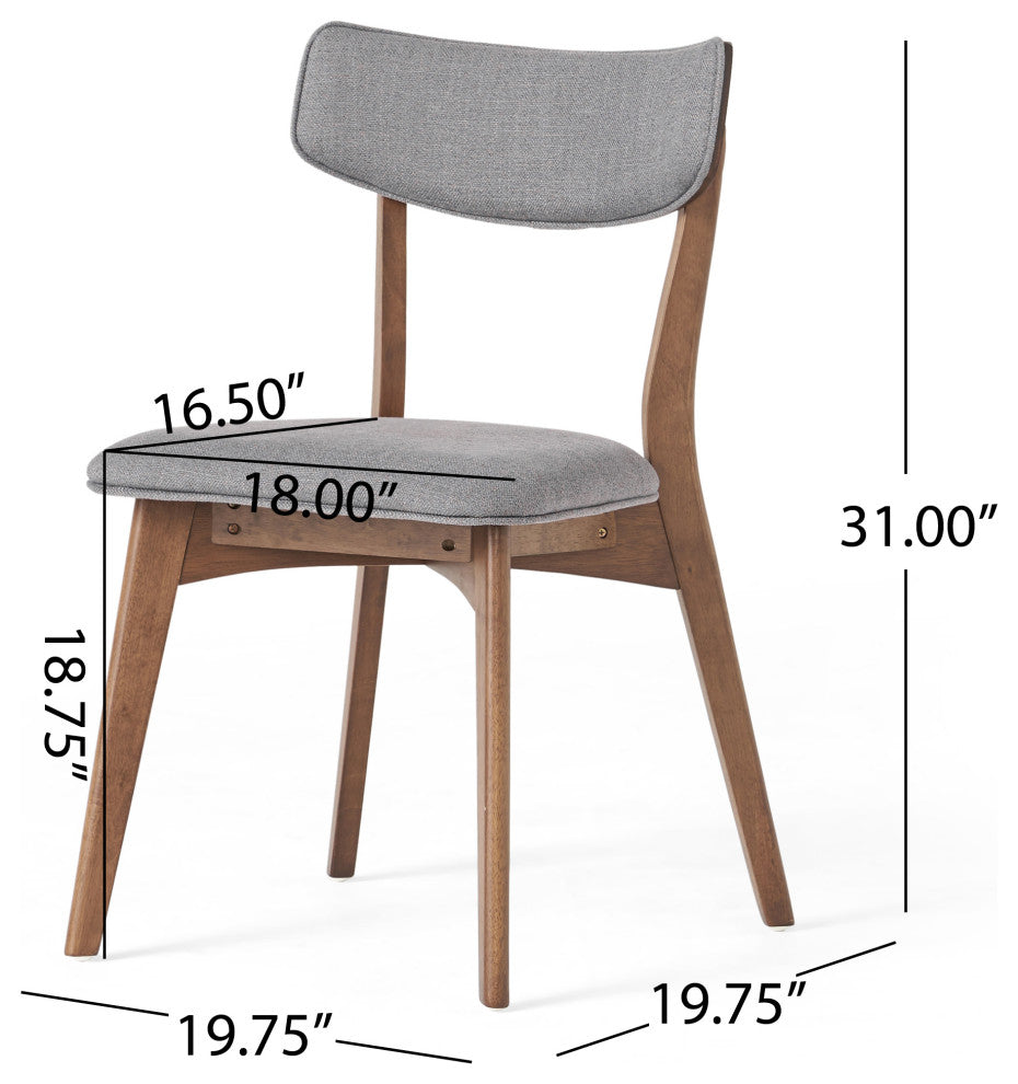 GDF Studio Caleb Mid-Century Walnut Finished Frame Dining Chairs, Set of 2, Dark Gray
