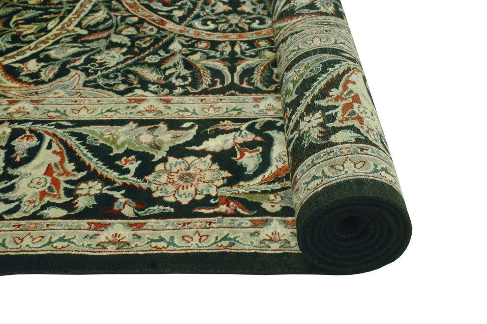 Pak-Persian Cingeswi Black/Green Rug, 8'0x10'2
