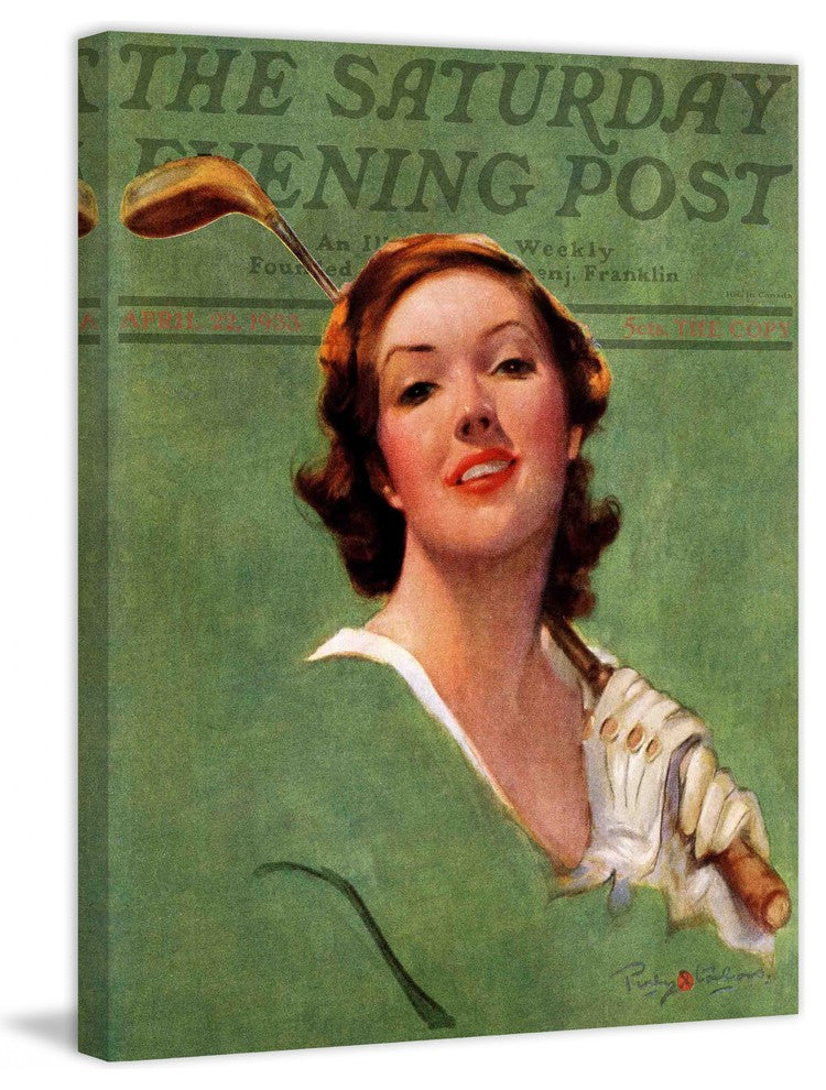 "Portrait of Lady Golfer" Painting Print on Canvas by Penrhyn Stanlaws