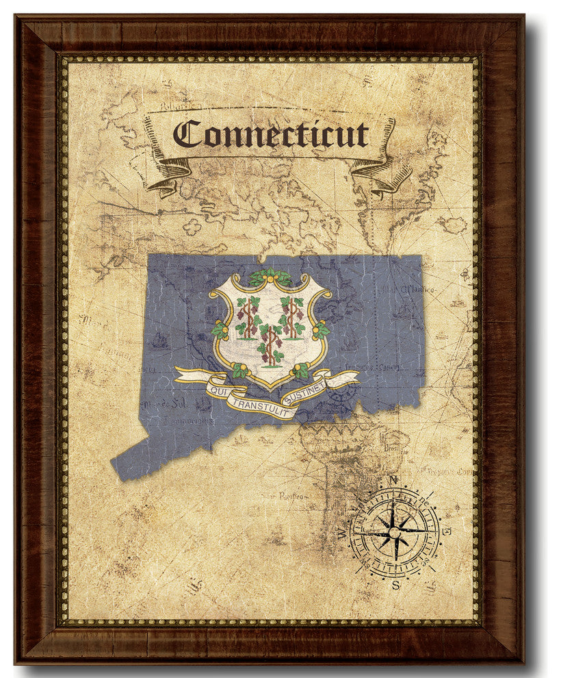 Connecticut State Vintage Map, 15"x19"