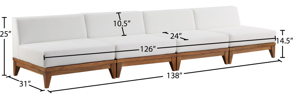 Rio Water Resistant Fabric  Patio 4-Piece Modular Sofa, Off White
