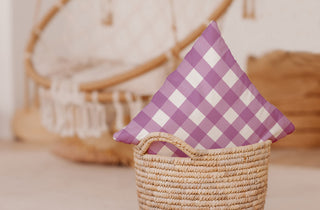 Gingham Plaid Indoor/Outdoor Throw Pillow, Orchid, 18"x18"