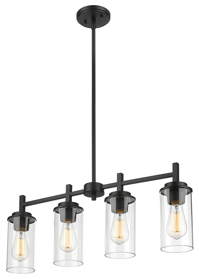 4 Light 28" Matte Black Chandelier