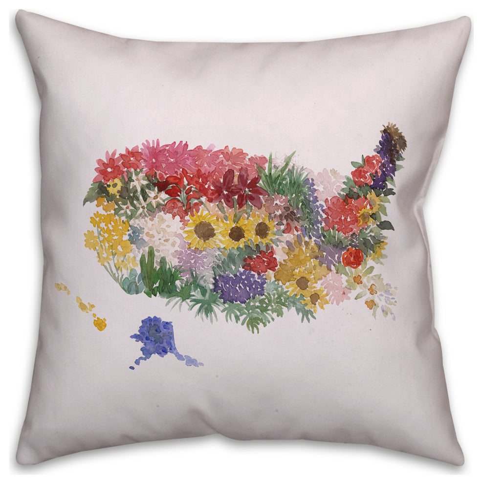 Floral USA 18x18 Spun Poly Pillow