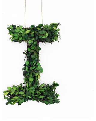 Modern Home 12" Real Preserved Boxwood Monogram Wreath Letters - I